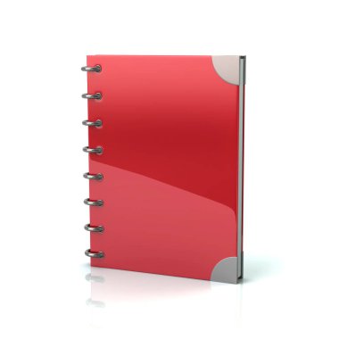 Beyaz arka plan üzerinde 3d illüstrasyon izole kırmızı boş Organizatör defter 