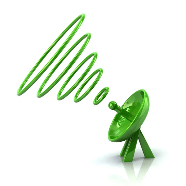 Green Satellite Dish Antenna White Background — Stock Photo, Image