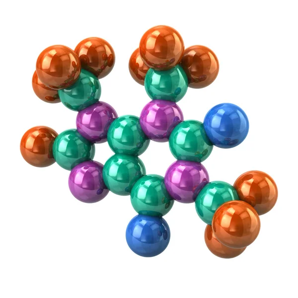 Structural Model Caffeine Molecule White Background — Stock Photo, Image