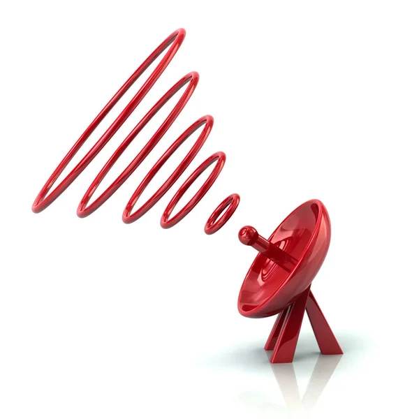 Red Satellite Dish Antenna Illustration White Background — Stock Photo, Image