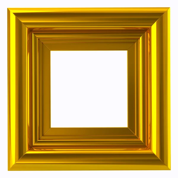 Квадратная Золотая Рамка Иллюстрация Изолирована Белом — стоковое фото