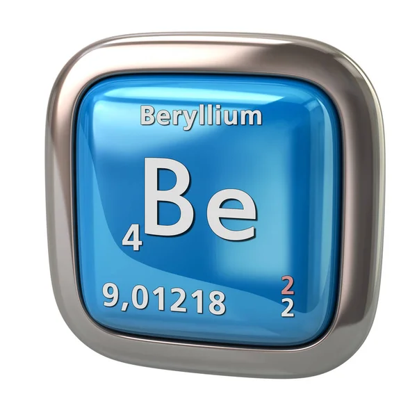 ベリリウムが白い背景の周期表の青いアイコンの イラストレーションから化学要素 — ストック写真
