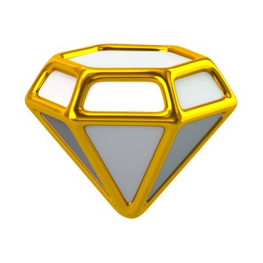 Beyaz zemin üzerine altın jewelryl simge 3d tasarlamak