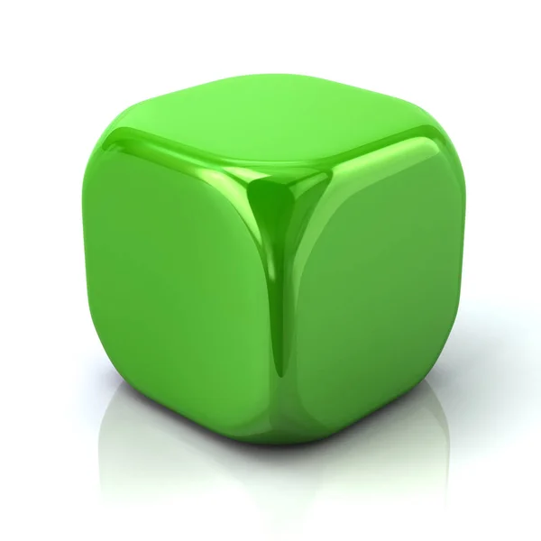 Cube Vert Illustration Sur Fond Blanc — Photo