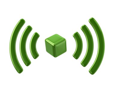 Beyaz zemin üzerine yeşil Wi-Fi ağ simge 3d tasarlamak