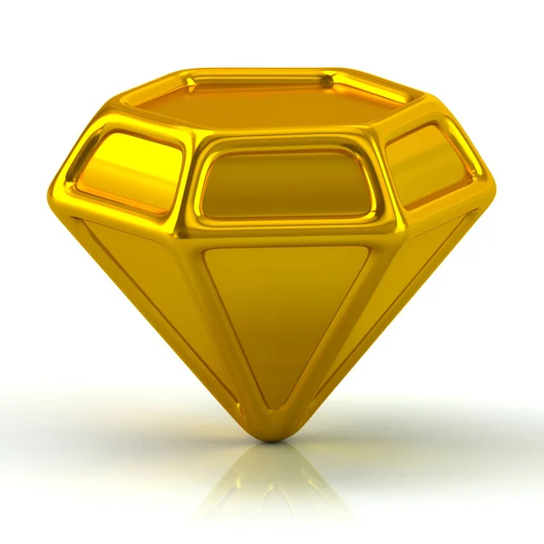 Goldener Edelstein Symbol Abbildung Auf Weißem Hintergrund — Stockfoto
