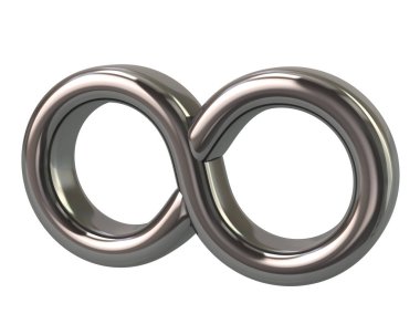 Infinity 3d resimde beyaz arka plan üzerinde gümüş sembolü