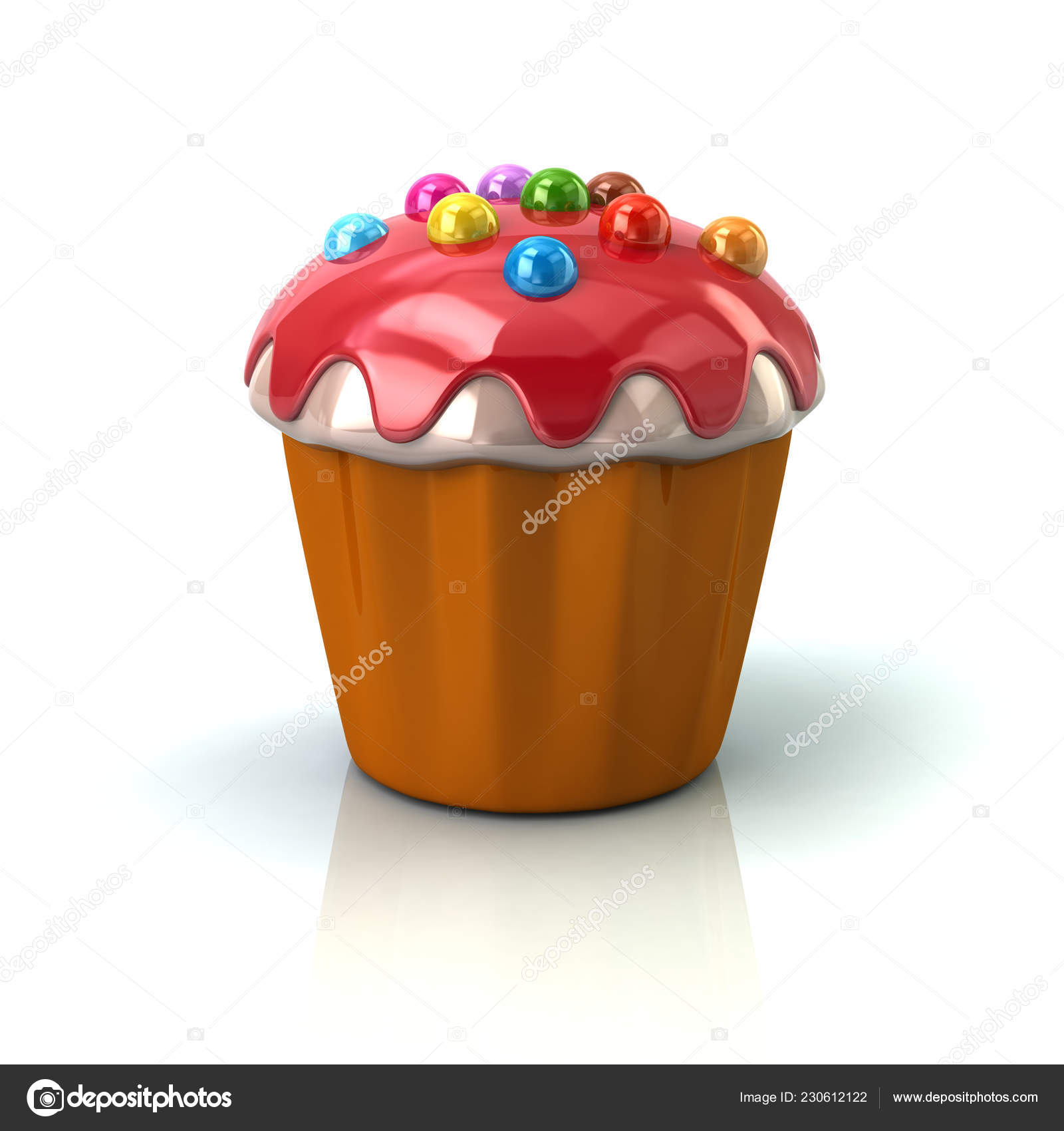 Cupcake Muffin Red Cream Illustration White Background Stock Photo Cupcake Muffin Red Cream Illustration White Background Stock Photo