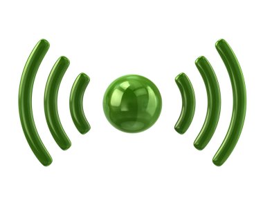 Beyaz zemin üzerine yeşil wifi simge 3d tasarlamak