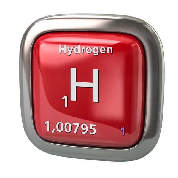 白い背景の上の周期表の赤いアイコン イラストから水素 化学要素 — ストック写真