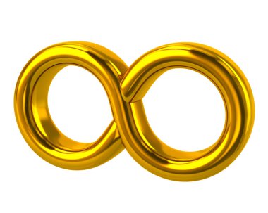 Infinity 3d resimde beyaz zemin üzerine altın sembolü