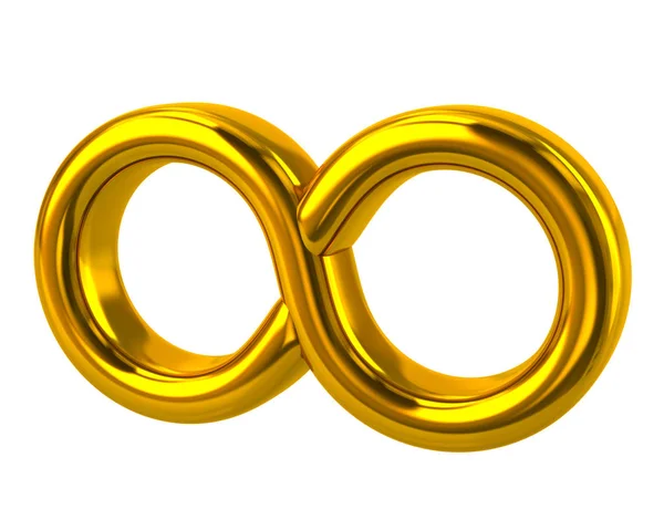 Símbolo Dourado Infinito Ilustração Sobre Fundo Branco — Fotografia de Stock