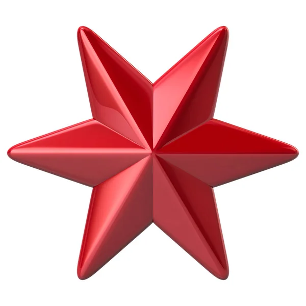 Six étoiles rouges pointues illustration 3d — Photo