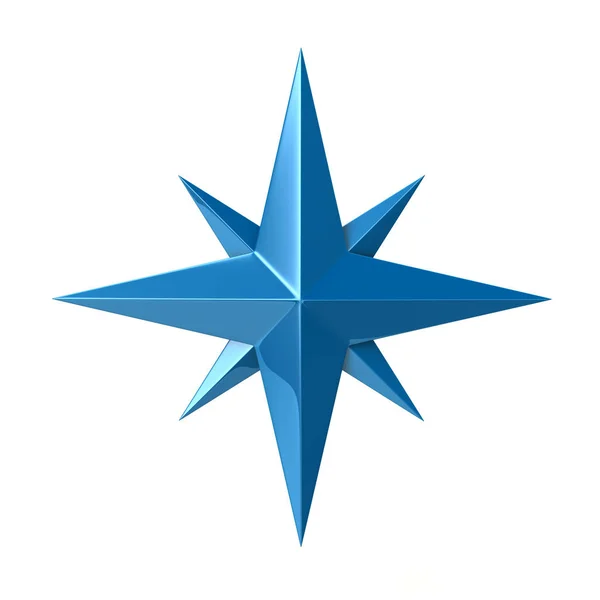 Blauwe kompas Rose 3D illustratie — Stockfoto