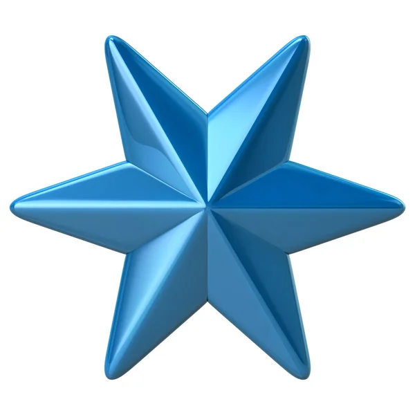 Zes puntige blauwe ster 3D illustratie — Stockfoto