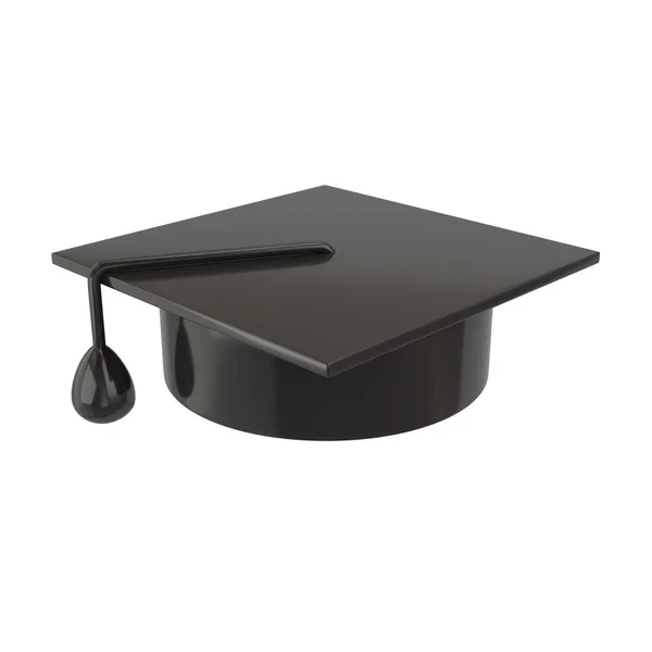 Zwarte Graduation Cap 3D illustratie — Stockfoto