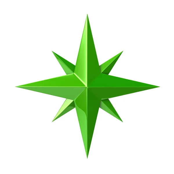 Зелений компас троянда 3d ілюстрація — стокове фото