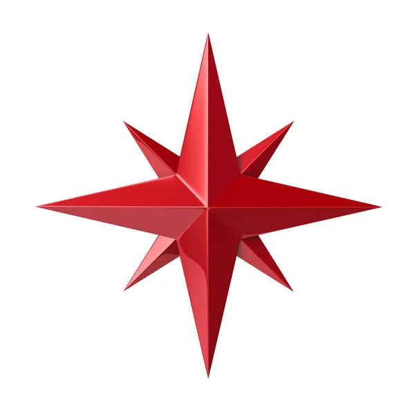 Трехмерная иллюстрация красного компаса — стоковое фото