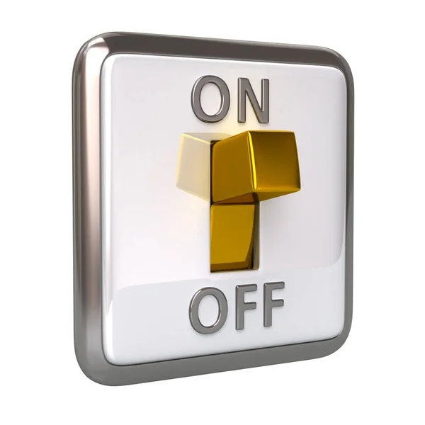 Golden switch in the on position 3d illustration — Stock Photo, Image