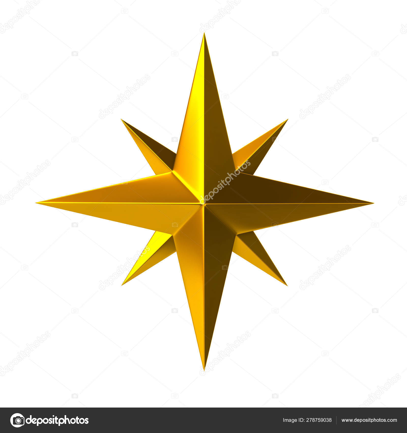Golden Compass Rose 3d Illustration Stock Photo C Valdum 278759038