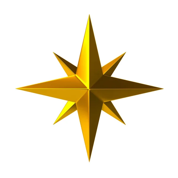 Goldene Kompassrose 3d Illustration — Stockfoto