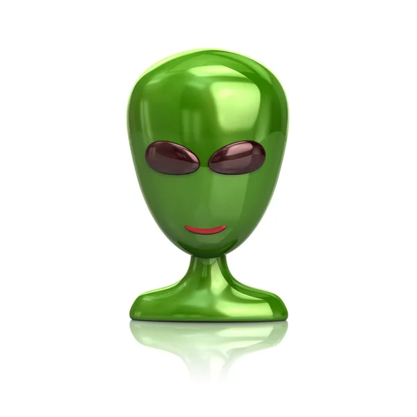 Icono alienígena verde 3d ilustración —  Fotos de Stock