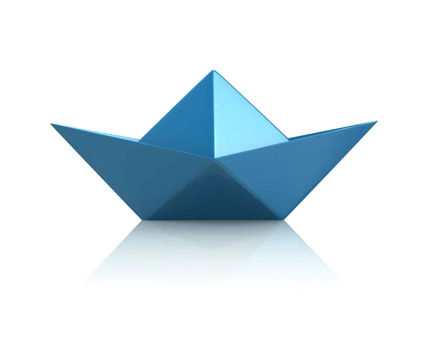 Μπλε χάρτινη βάρκα εικονίδιο 3D εικόνα — Φωτογραφία Αρχείου