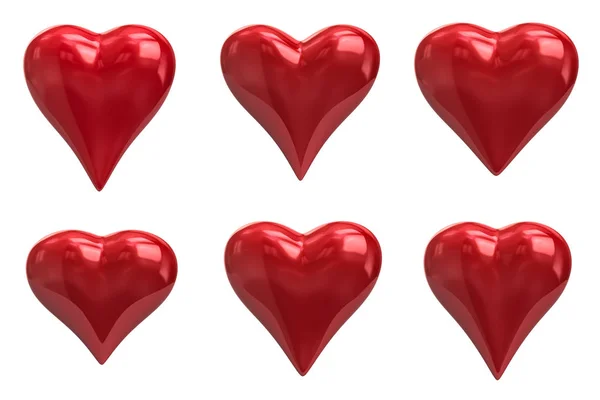 Gerçekçi kırmızı Valentine hearts 3d illüstrasyon seti