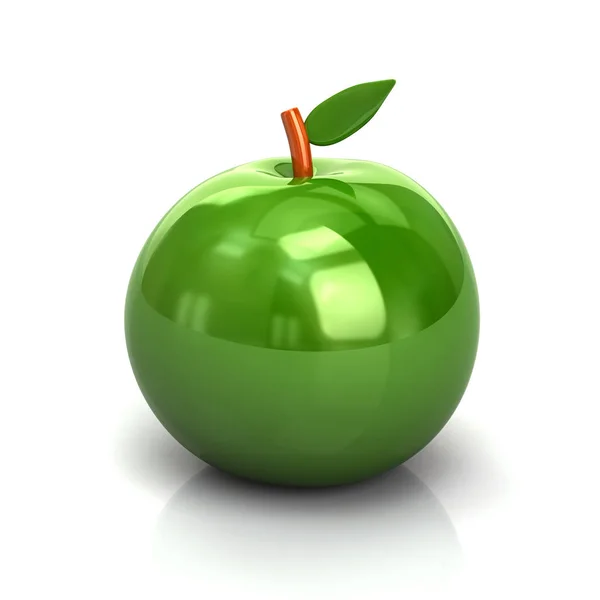 Zielone jabłko ikona ilustracja 3D — Zdjęcie stockowe