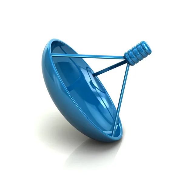 Kék műholdvevő antenna ikon szimbólum 3D illusztráció — Stock Fotó