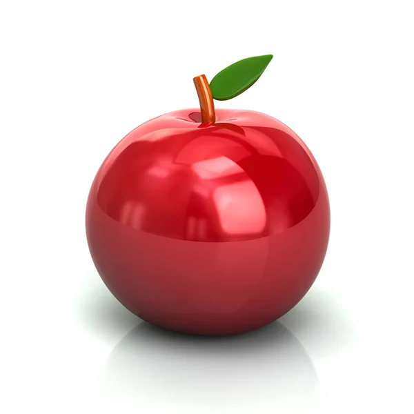 Czerwony jabłko ikona 3D ilustracja — Zdjęcie stockowe