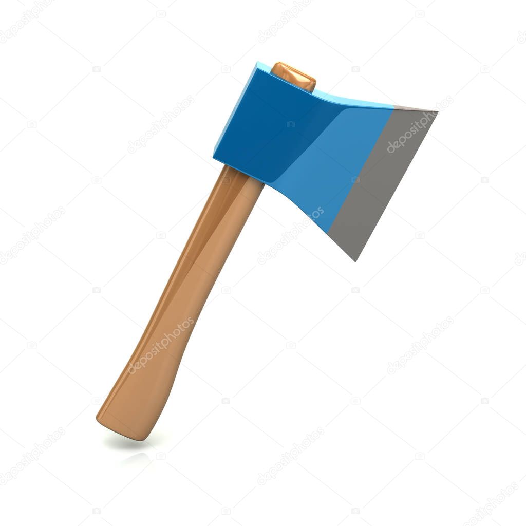 Blue axe icon 3d illustration