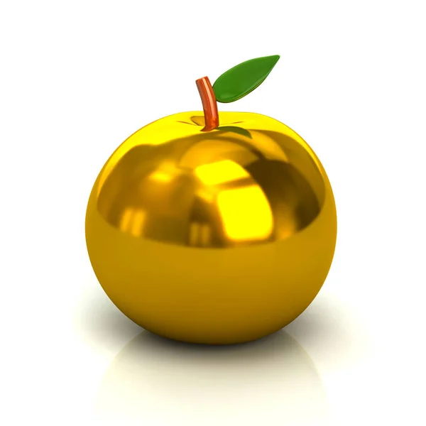 Goldener Apfel Symbol 3D-Illustration — Stockfoto