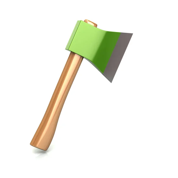 绿色斧头图标 3D 插图 — 图库照片