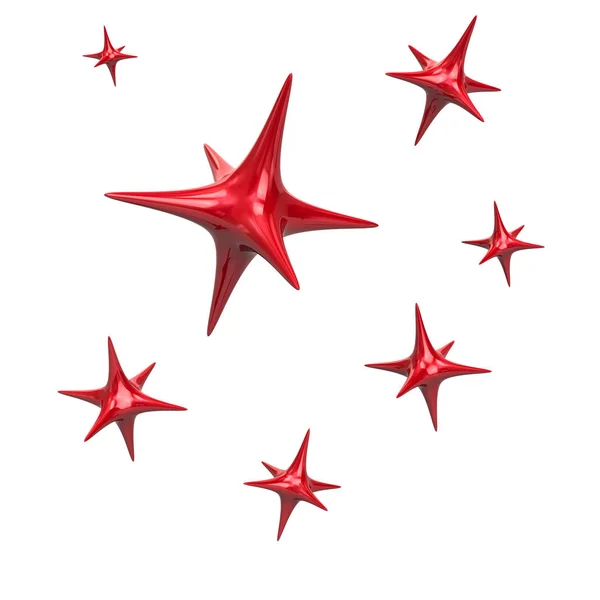 Rotes Funkeln Leuchtet Sterne Abbildung Auf Weißem Hintergrund — Stockfoto