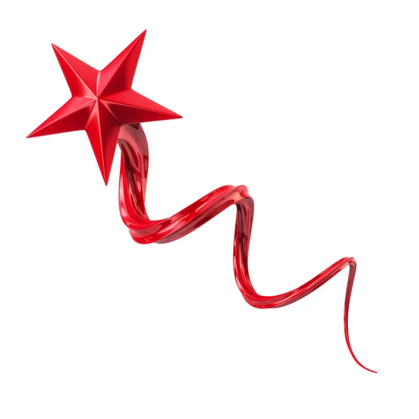 Fliegender roter Stern 3d Illustration — Stockfoto