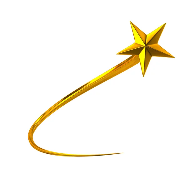 Golden Shooting Star 3d Illustration — Stock Photo, Image