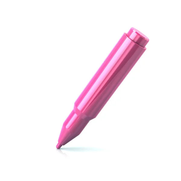 Roze pen schrijven op een wit papier 3d illustratie — Stockfoto
