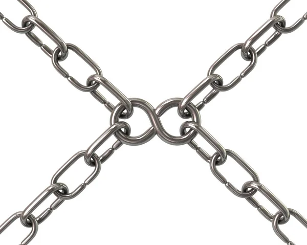 Símbolo infinito de aço em cadeias ilustração 3d — Fotografia de Stock