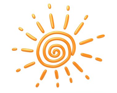 Spiral Sun 3d resimleme beyaz arkaplanda izole edildi