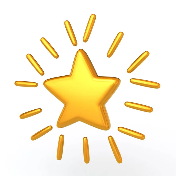 Leuchtend Gelbes Stern Symbol Illustration Isoliert Auf Weißem Hintergrund — Stockfoto