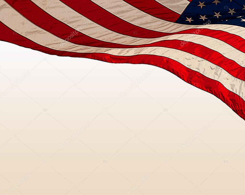 United States flag copyspace. Illustration.