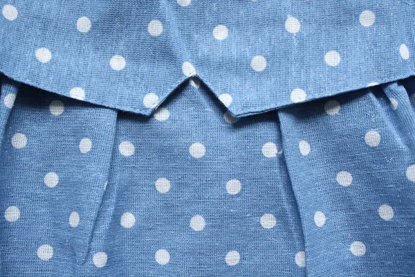Textura Sukně Bílé Puntíky Modré Pozadí — Stock fotografie