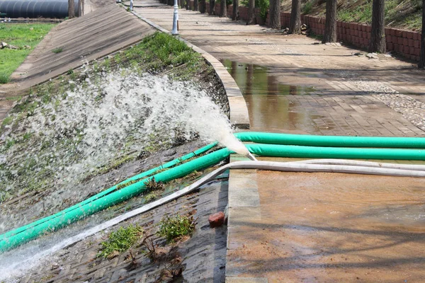 Plastové Potrubí Vody Veřejné Kanalizace — Stock fotografie