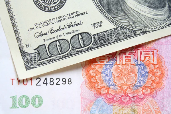 Dólares Estadounidenses Yuan Chino — Foto de Stock
