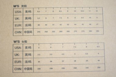 Ayakkabı boyutu ayakkabı kutusu