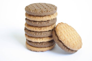 Closeup çikolatalı sandviç bisküvi