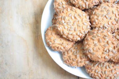 Bisküviler, ayçiçeği tohumu Close-up