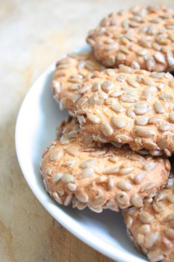 Bisküviler, ayçiçeği tohumu Close-up