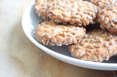 Bisküviler, ayçiçeği tohumu Close-up